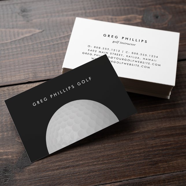 Modern Black & White Golf Pro or Instructor Business Card (Creator Uploaded)