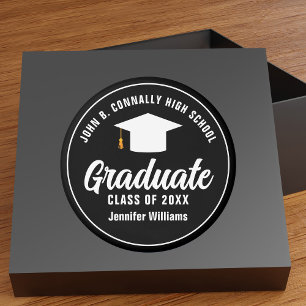 Modern Black White Graduate 2025 Graduation Party Classic Round Sticker
