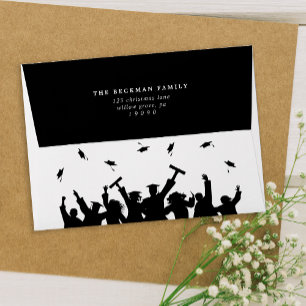 Modern Black White Graduation  Envelope
