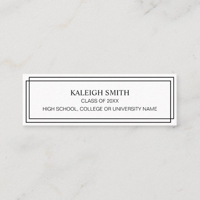 Modern Black White Graduation Insert Name Card (Front)