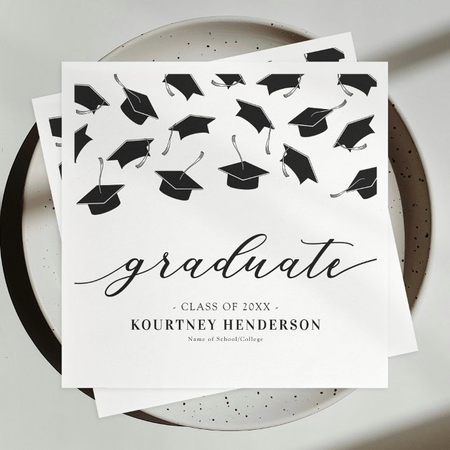 Modern Black White Graduation Napkin (Creator Uploaded)