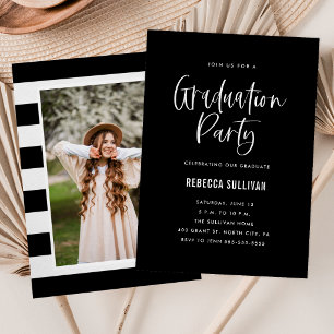Modern Black & White Graduation Party Invitation