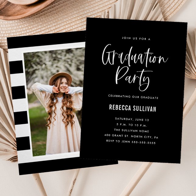 Modern Black & White Graduation Party Invitation (Creator Uploaded)