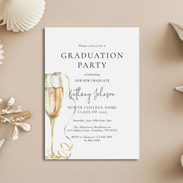Modern Black White Graduation Party Invitation (Creator Uploaded)