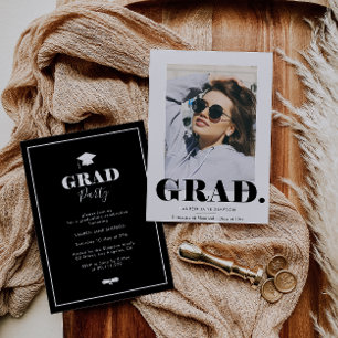 Modern Black & White graduation party invitation