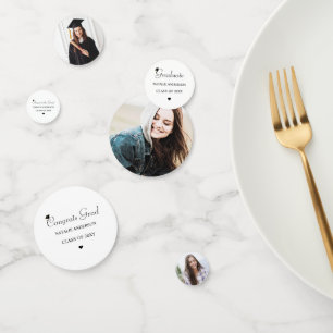 Modern Black White Graduation Party Table Confetti