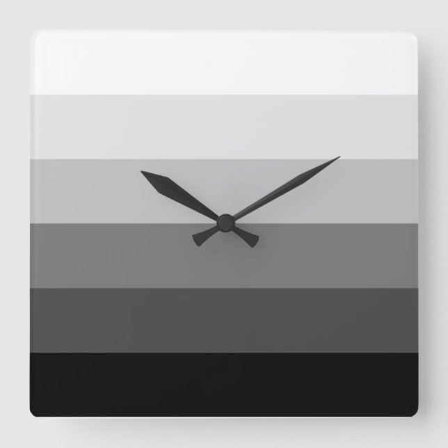 Modern black white grey scale gradient pattern square wall clock (Front)