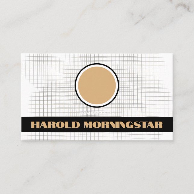 Modern Black White Grid with Qr and Logo Business Card (Front)