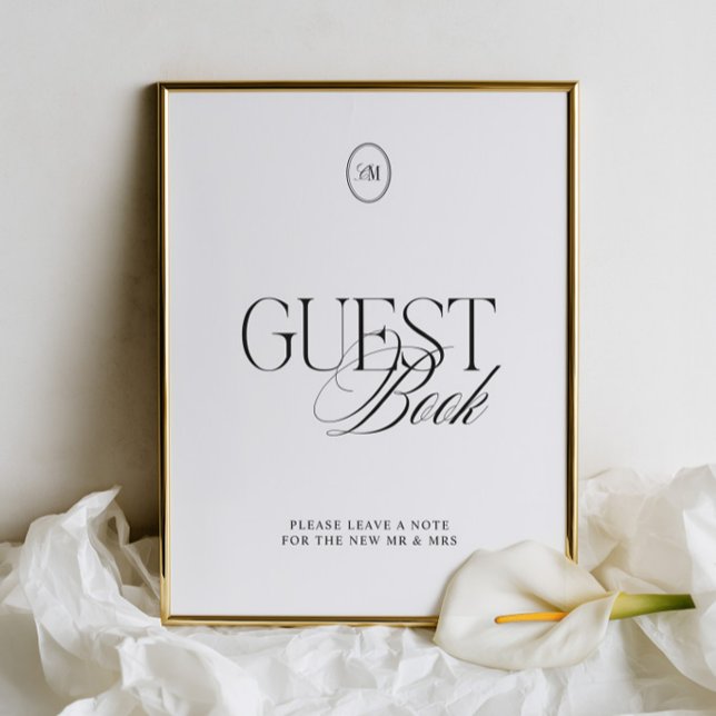Modern Black & White Guest Book Wedding Sign (Modern Black & White Guest Book Wedding Sign)