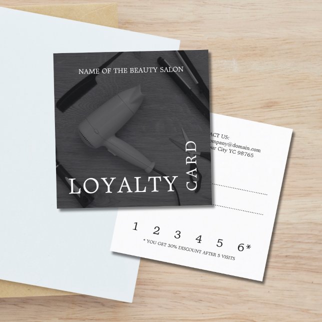 Modern Black White Hair Salon Loyalty (Creator Uploaded)