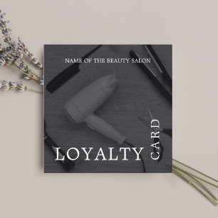 Modern Black White Hair Salon Loyalty Card