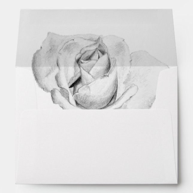 Modern Black White Hand Drawn Wedding Envelope (Back (Bottom))