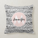 Modern Black & White Hand Drawn Zigzag Monogram Cushion<br><div class="desc">This black and white modern and simple hand drawn scribbled zigzag pattern is perfect for the stylish and trendy individual. It's unique and classic print is great for many gifts and occasions. Just customise this design with your personal monogram name and initial!</div>