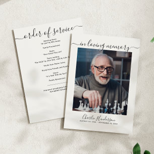 Modern Black & White Handwritten Script Funeral Programme