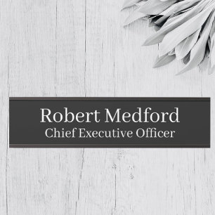 Modern Black & White Hanging Door Sign Name Plate