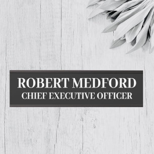 Modern Black & White Hanging Door Sign Name Plate