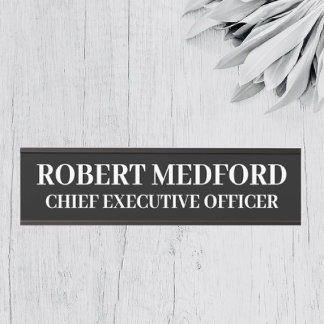 Modern Black & White Hanging Door Sign Name Plate