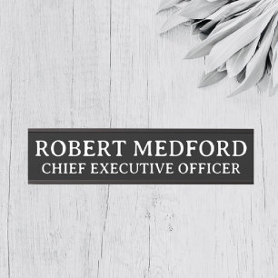 Modern Black & White Hanging Door Sign Name Plate