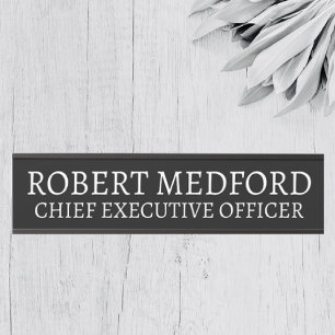 Modern Black & White Hanging Door Sign Name Plate