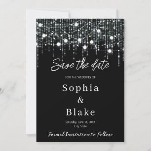 Modern Black & White Hanging Lights Save the Date  Invitation