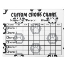 Modern Black & White Hexagon Paw Print Chore Chart