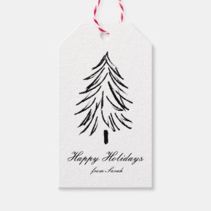 Modern Black & White Holiday Gift Tag