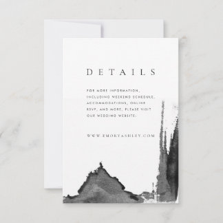 Modern Black + White Ink Wedding Detail Enclosure Invitation