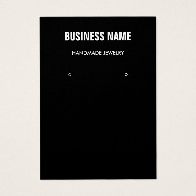 Modern black & white jewelry earring display card (Front)