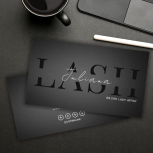 Modern Black & White Lash Tech, Nail Artist, Hair  Business Card