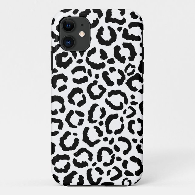 Modern Black White Leopard Animal Print Pattern Case-Mate iPhone Case (Back)