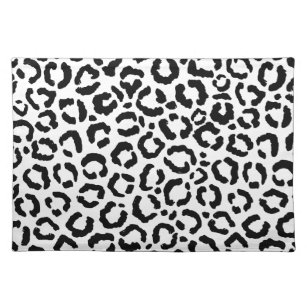 Modern Black White Leopard Animal Print Pattern Placemat