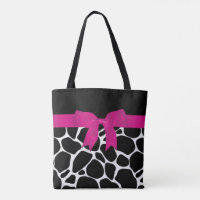 Modern Black White Leopard Print Pink Ribbon