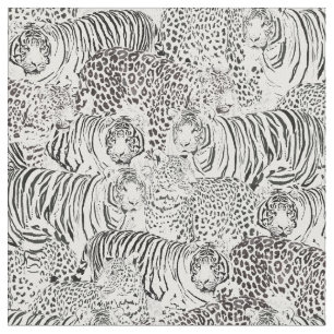 Modern Black White Leopard Tiger Animals Fabric