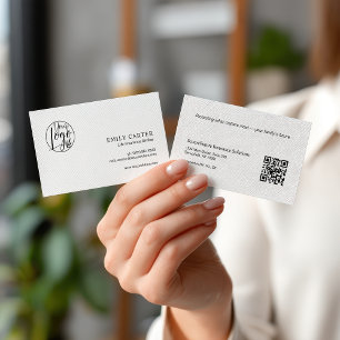 Modern Black White Life Insurance Broker QR Code  Business Card
