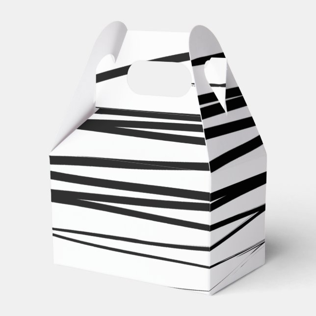Modern Black & White Lines Abstract Art  Favour Box (Front Side)