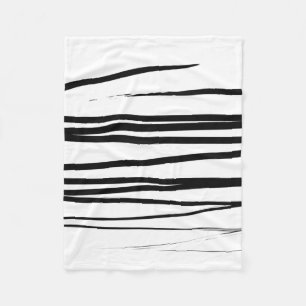 Modern Black & White Lines Abstract Art   Fleece Blanket
