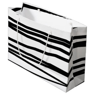 Modern Black & White Lines Abstract Art Large Gift Bag