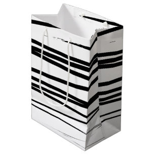 Modern Black & White Lines Abstract Art Medium Gift Bag