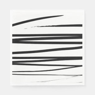 Modern Black & White Lines Abstract Art Napkin