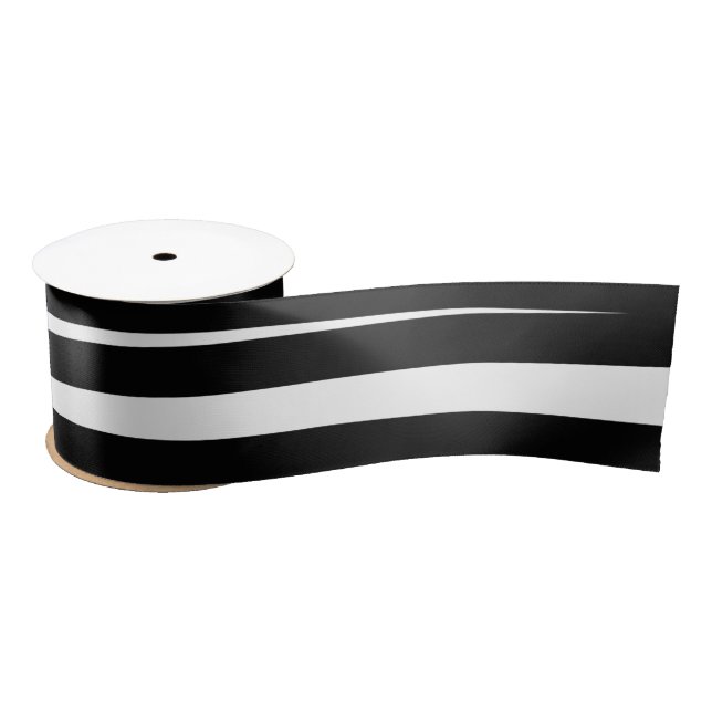 Modern Black & White Lines Abstract Art  Satin Ribbon (Spool)