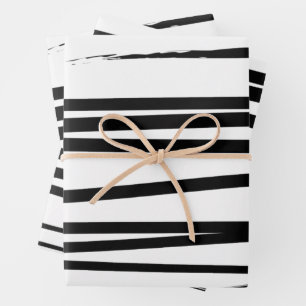 Modern Black & White Lines Abstract Art  Wrapping Paper Sheet