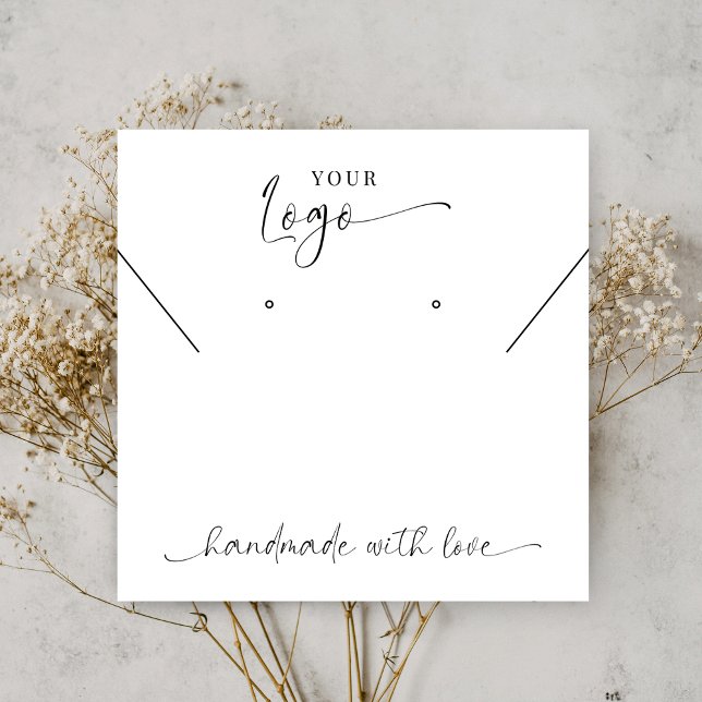 Modern Black & White Logo Earrings Jewellery Displ Square Business Card (Creator Uploaded)