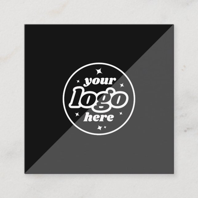 Modern Black White Logo Square Business Card (Front)