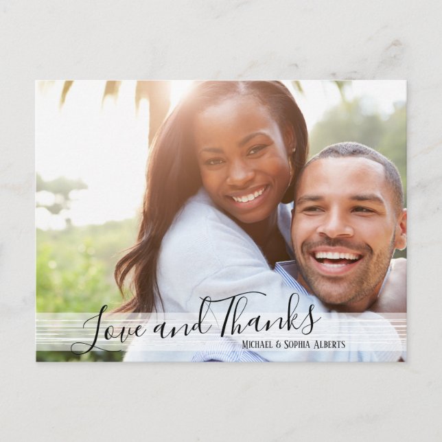 Modern Black & White Love & Thanks Postcard (Front)