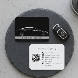 Modern Black & White Luxury Elite Car Rental Business Card