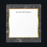 Modern black white marble monogram name notepad<br><div class="desc">Modern stylish black and white marble pattern and golden frame personalised notepad.
You can add your own name or text and monogram.</div>