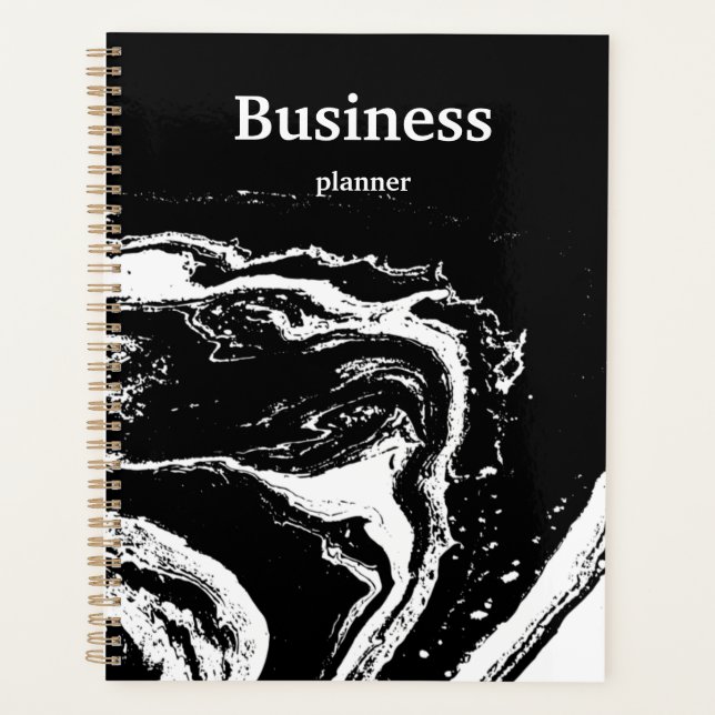 Modern black white marble  planner (Front)