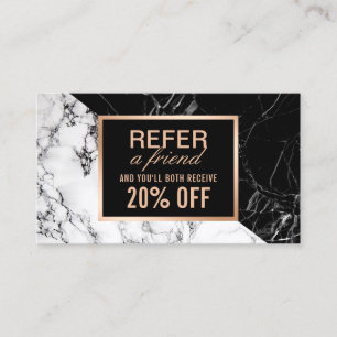 Modern Black White Marble Refer a Friend Referral