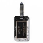 Modern Black White Marble Texture Stylish Monogram