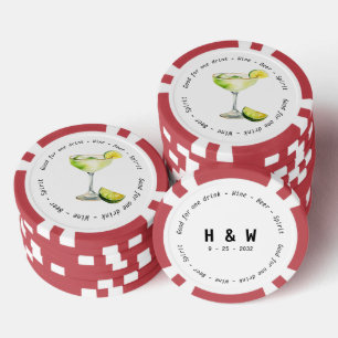 Modern Black White Margarita Drink Voucher Wedding Poker Chips